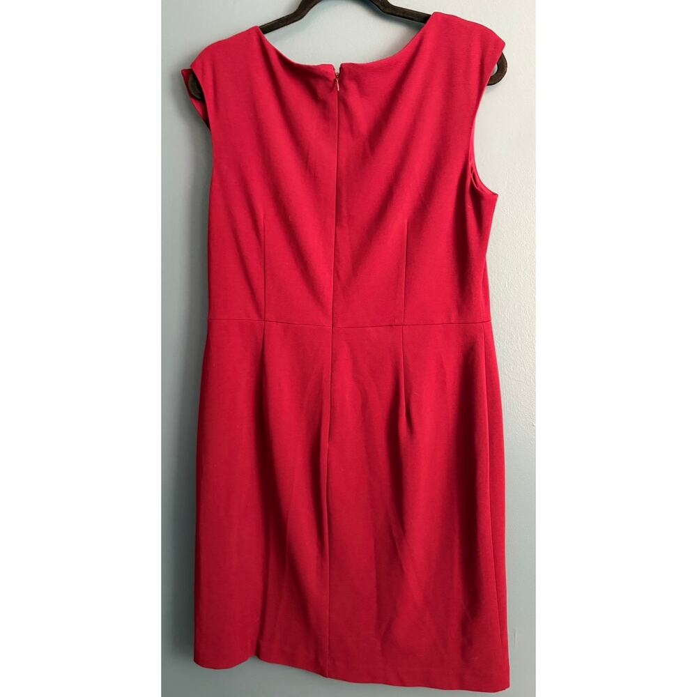 J. Howard Women's Ruffle Front Sheath Dress Formal Wine Red 14 - Picture 2 of 6